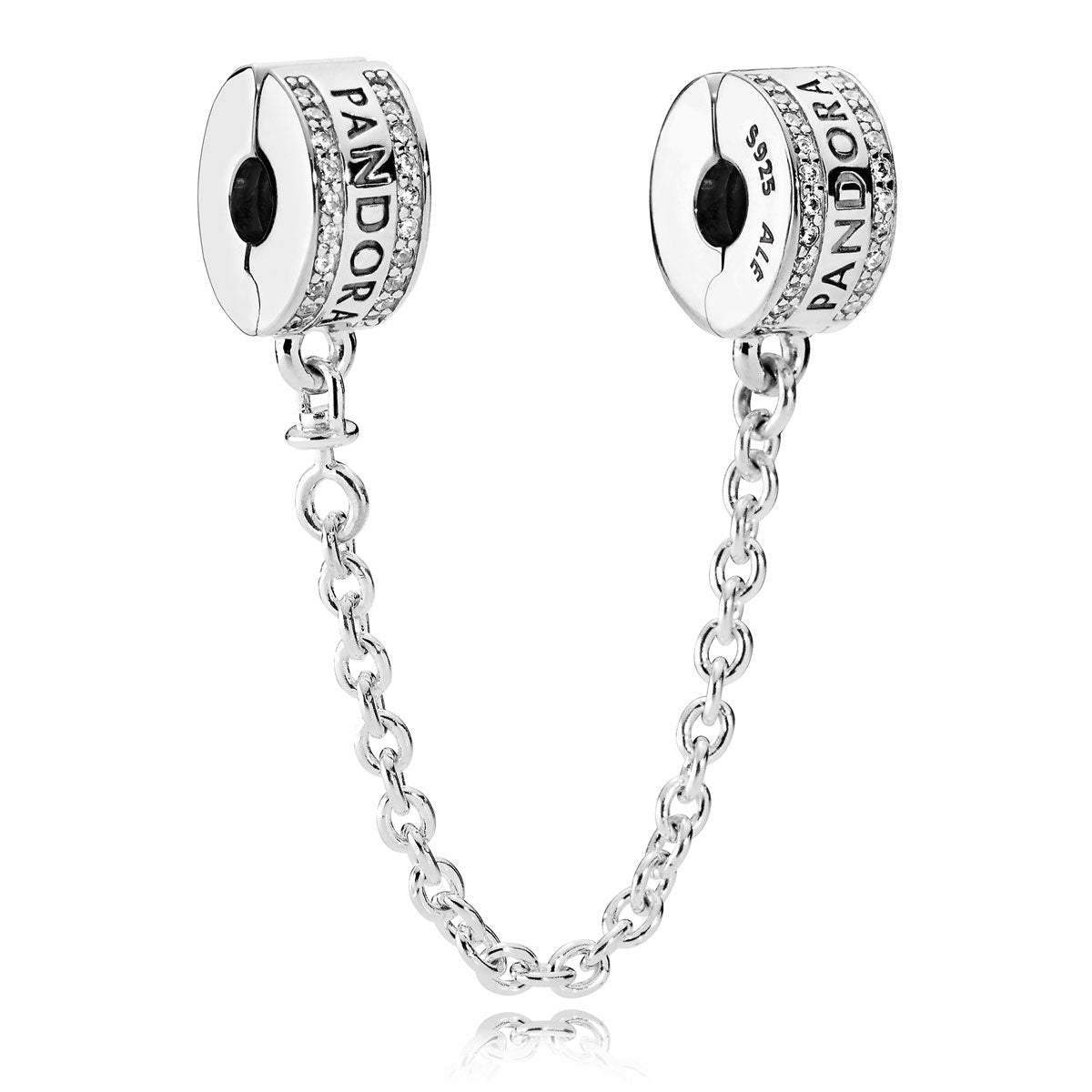 Pandora Logo Safety Chain, Clear CZ