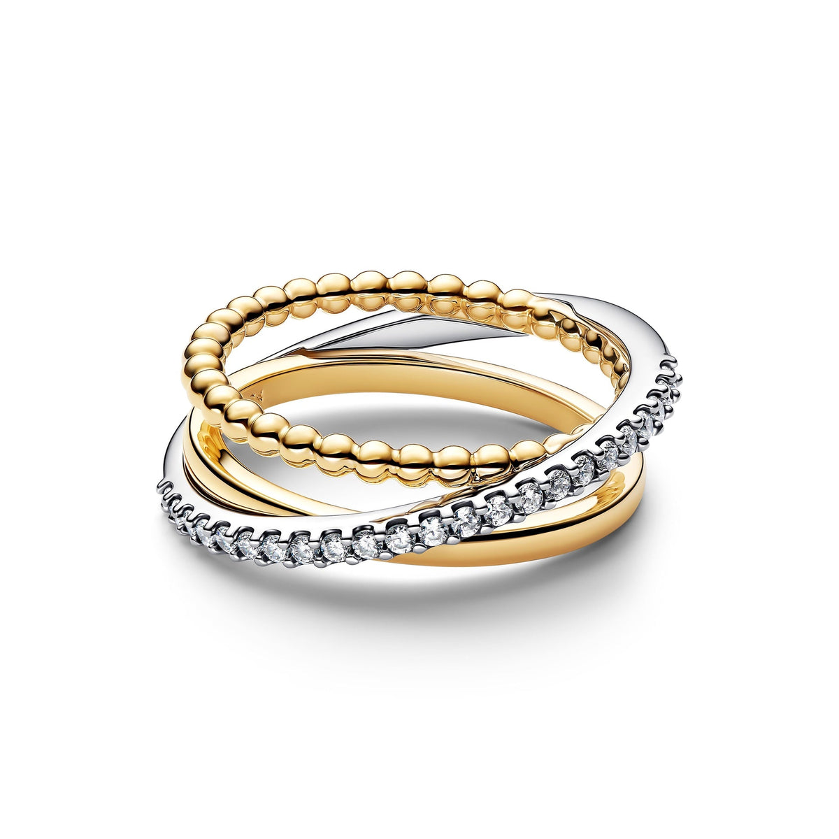 Pandora Crossover Beads & Pavé Triple Band Ring