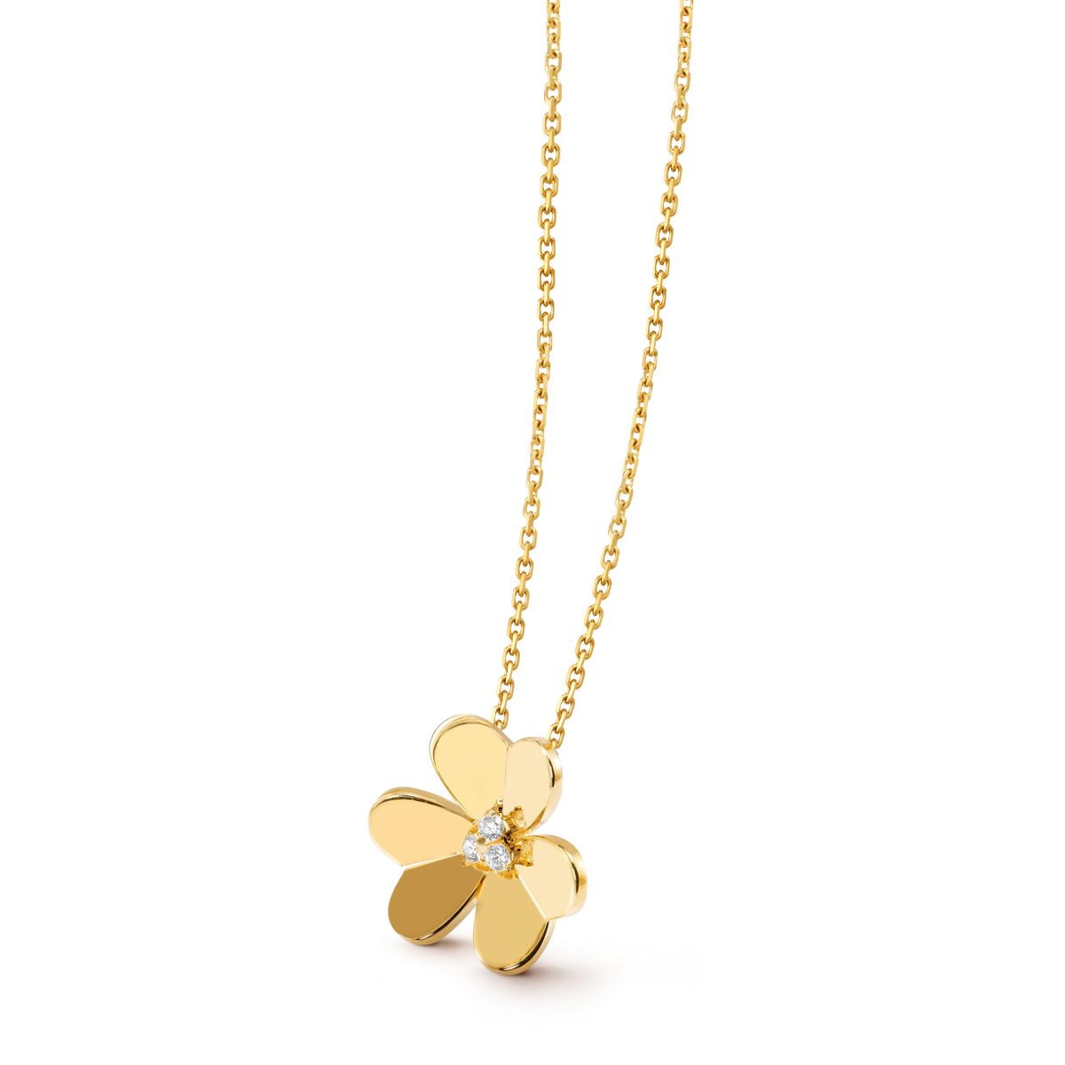 Van Cleef & Arpels Frivole Collection Three-Petal Flower Diamond Necklace