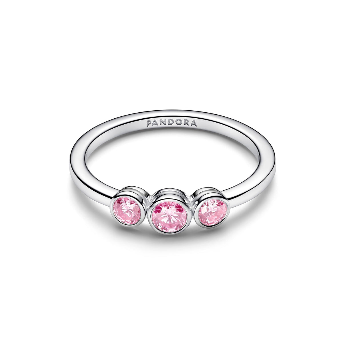 Pandora Era Bezel Sterling Silver Pink Lab-Grown Diamond Triple Stone Ring