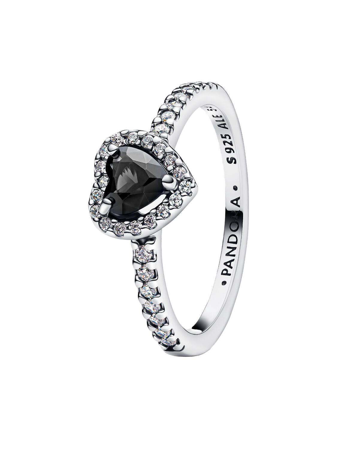 Pandora Elevated Black Heart Ring