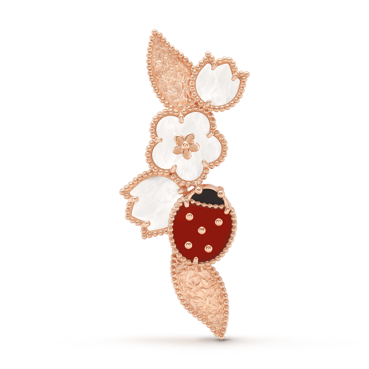 Van Cleef & Arpels Lucky Spring collection ladybug floral rose gold brooch
