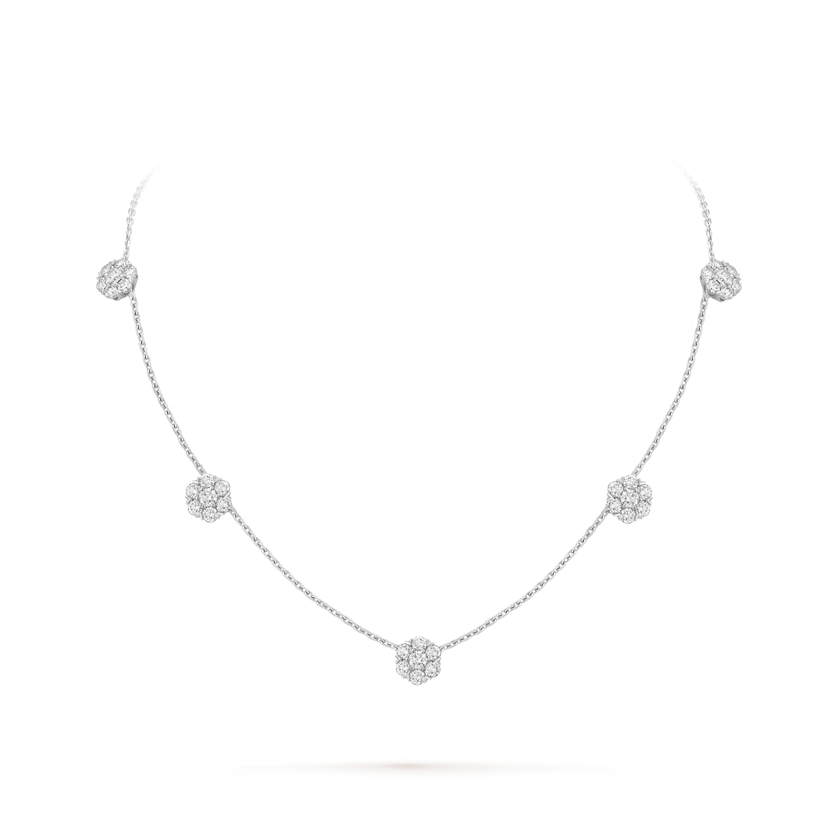 Van Cleef & Arpels Fleurette Collection Five-Diamond Floral Necklace