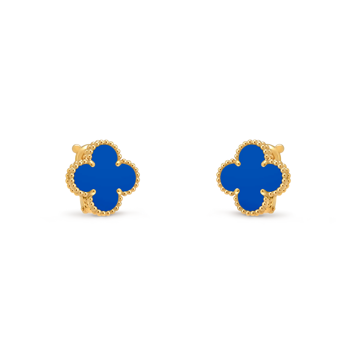 Van Cleef & Arpels Alhambra Collection Vintage Alhambra Blue Agate Four-Leaf Clover Earrings