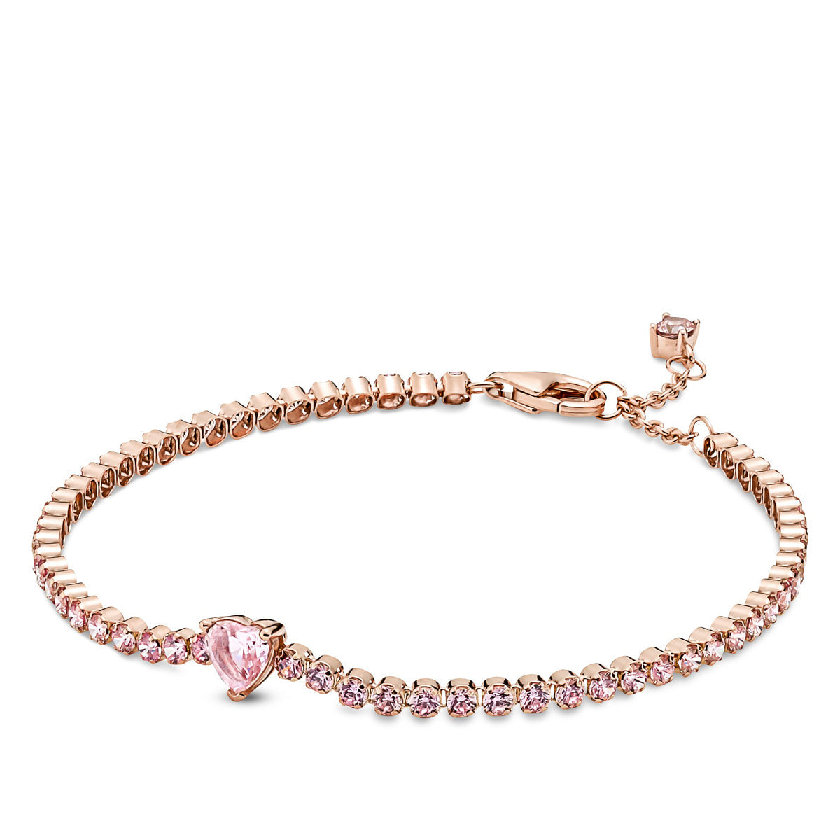 Pandora Sparkling Pink Heart Tennis Bracelet