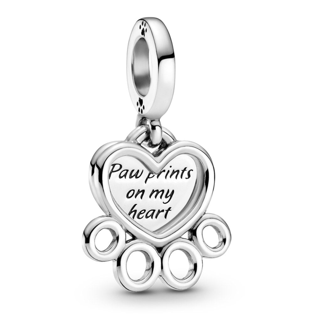 Pandora Hearts & Paw Print Dangle Charm