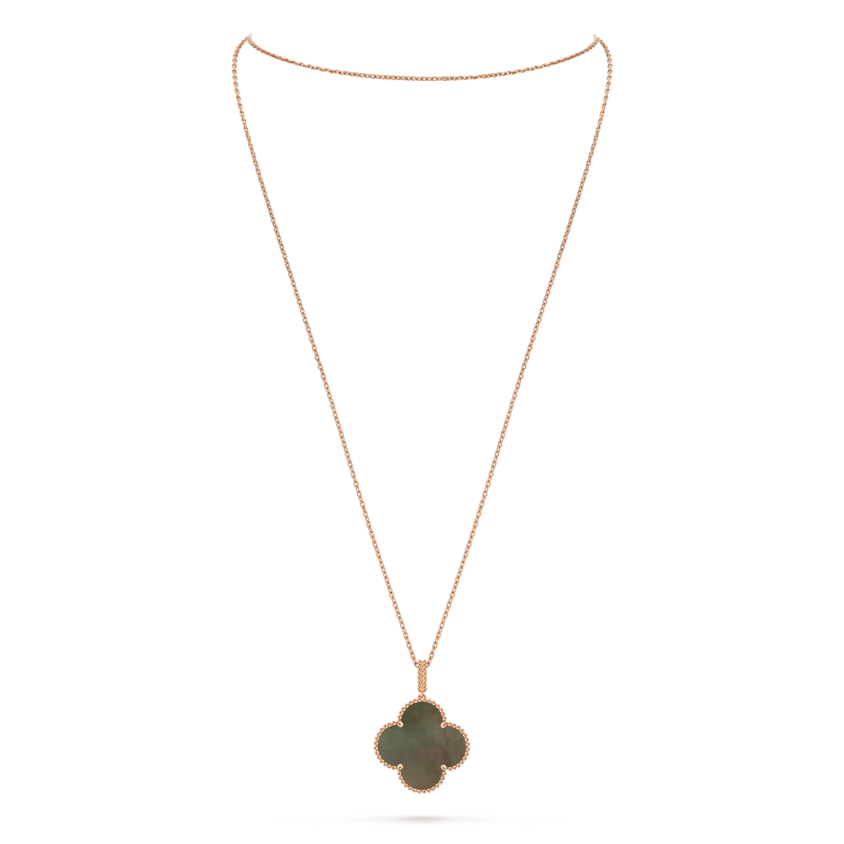 Van Cleef & Arpels Alhambra Four-Leaf Clover Collection Grey Mother-of-Pearl Necklace