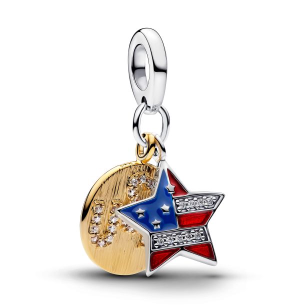 Pandora USA Flag Star Double Dangle