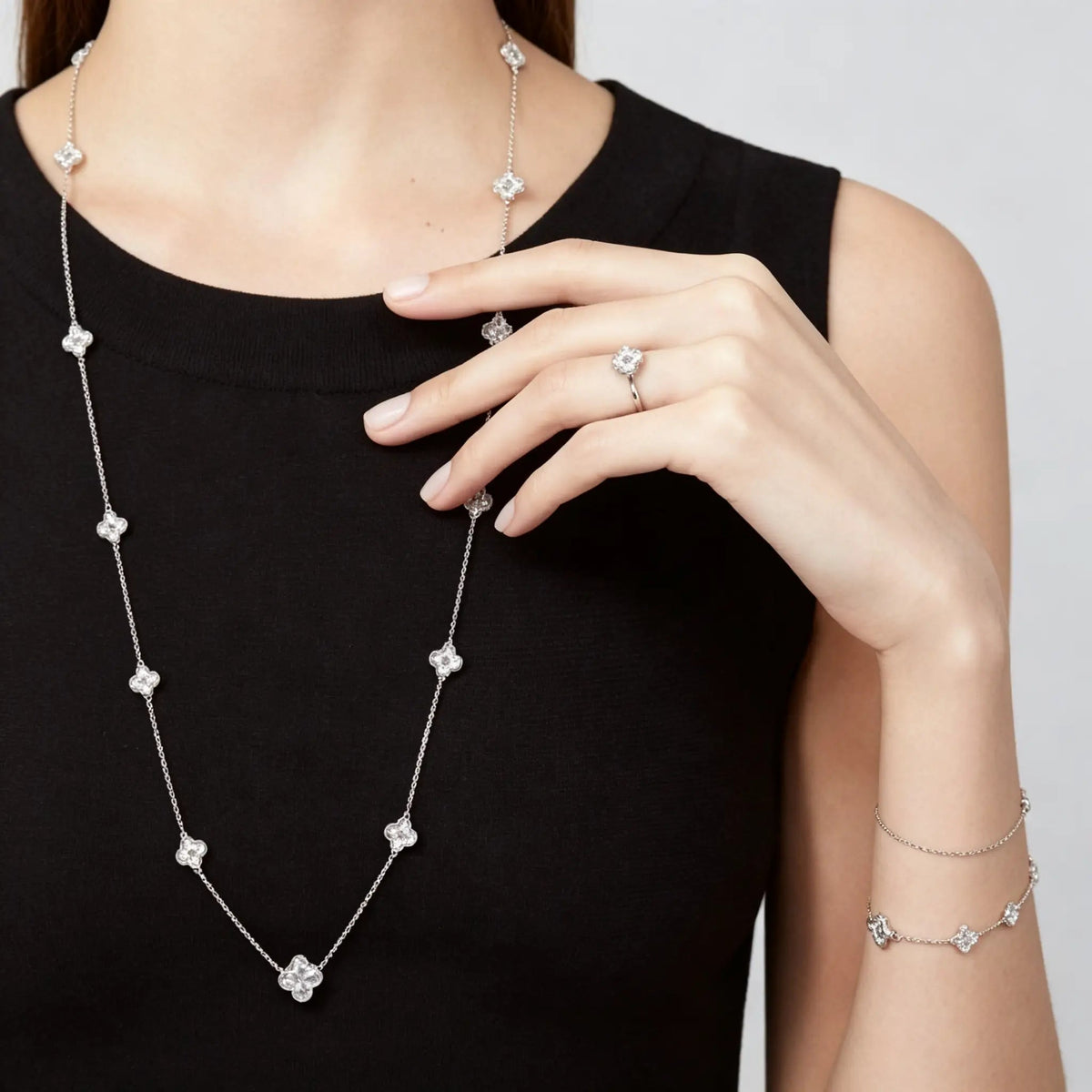 Van Cleef & Arpels Sweet Alhambra Collection Full Diamond Long Necklace