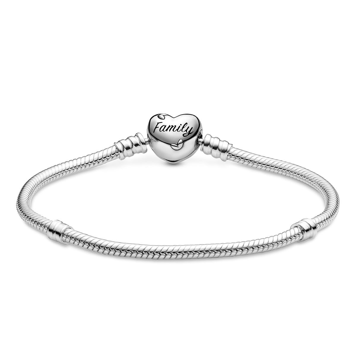 Pandora Moments Family Tree Heart Clasp Snake Chain Bracelet