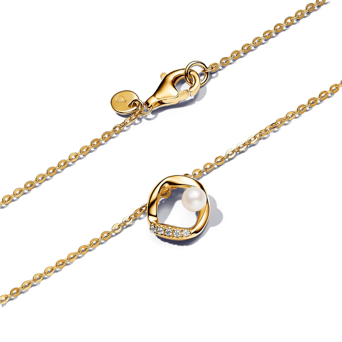Pandora Organically Shaped Pavé Circle & Treated Freshwater Cultured Pearl Collier Necklace