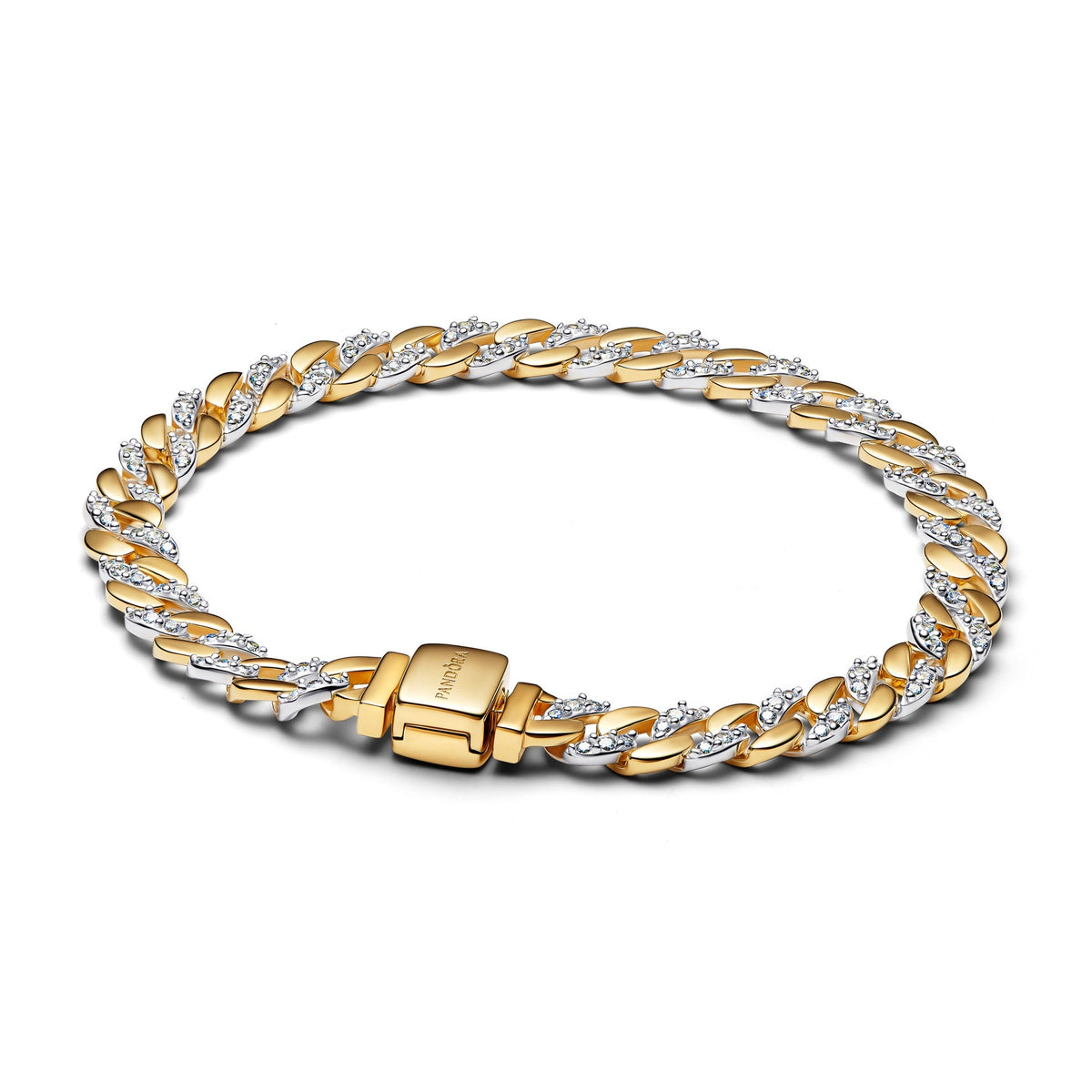 Pandora Two-tone Pavé Cuban Chain Bracelet