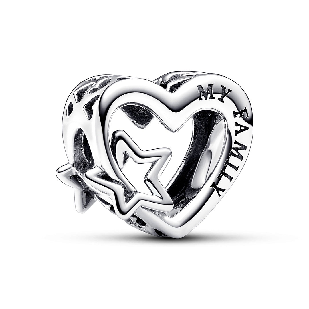 Openwork Family Heart & Star Charm