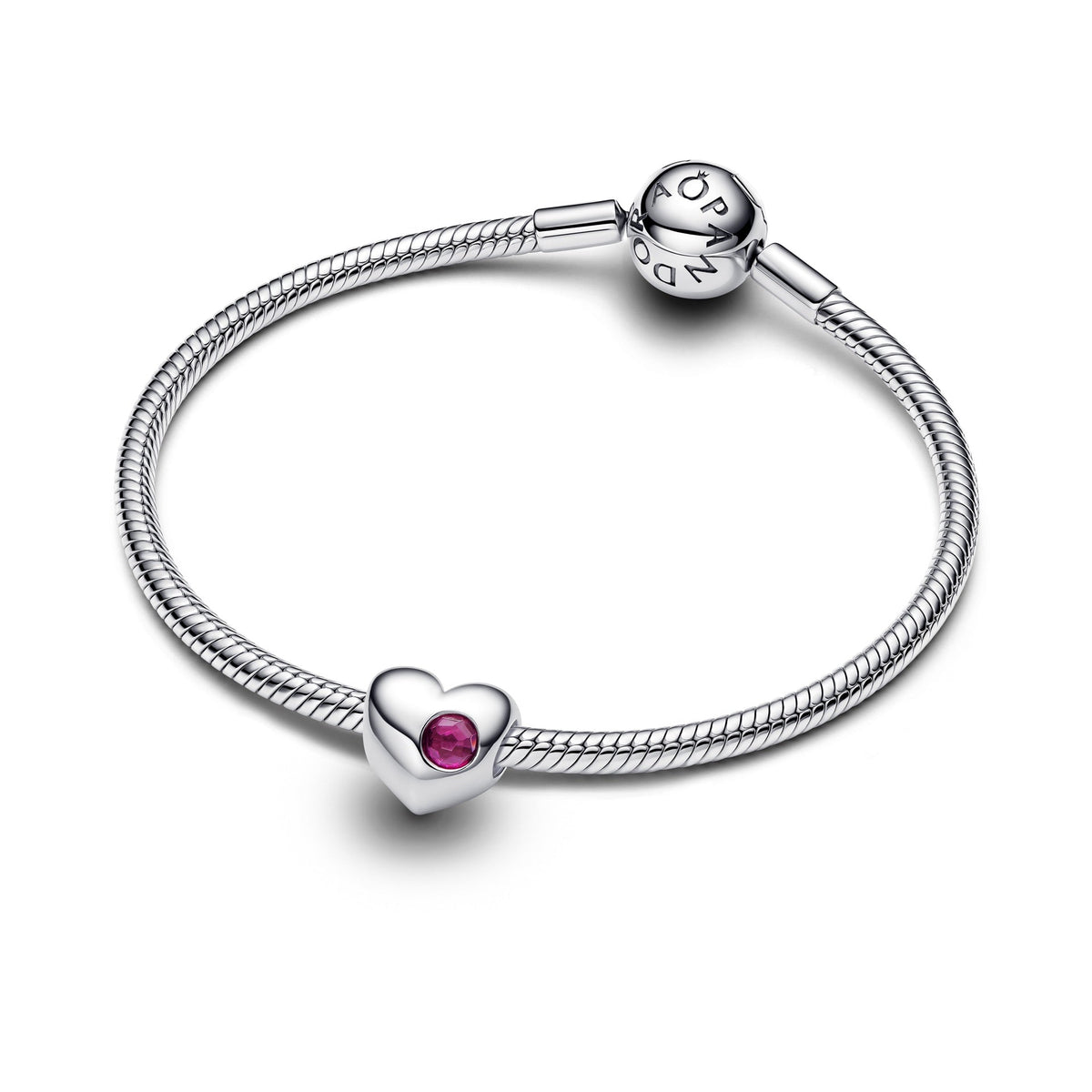 Pandora Engravable True Red Stone Heart Charm