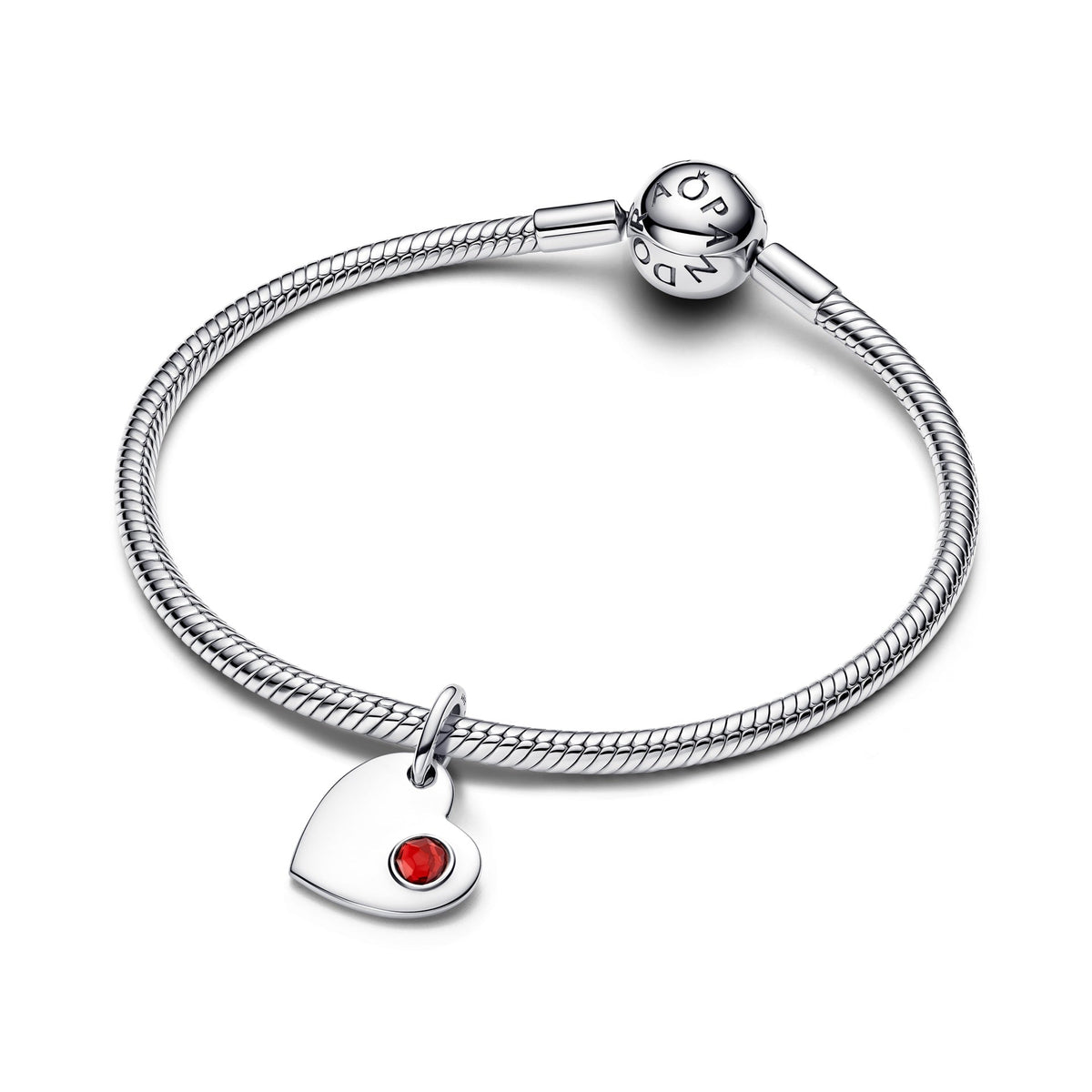 Pandora January Engravable Heart Red Stone Dangle Charm