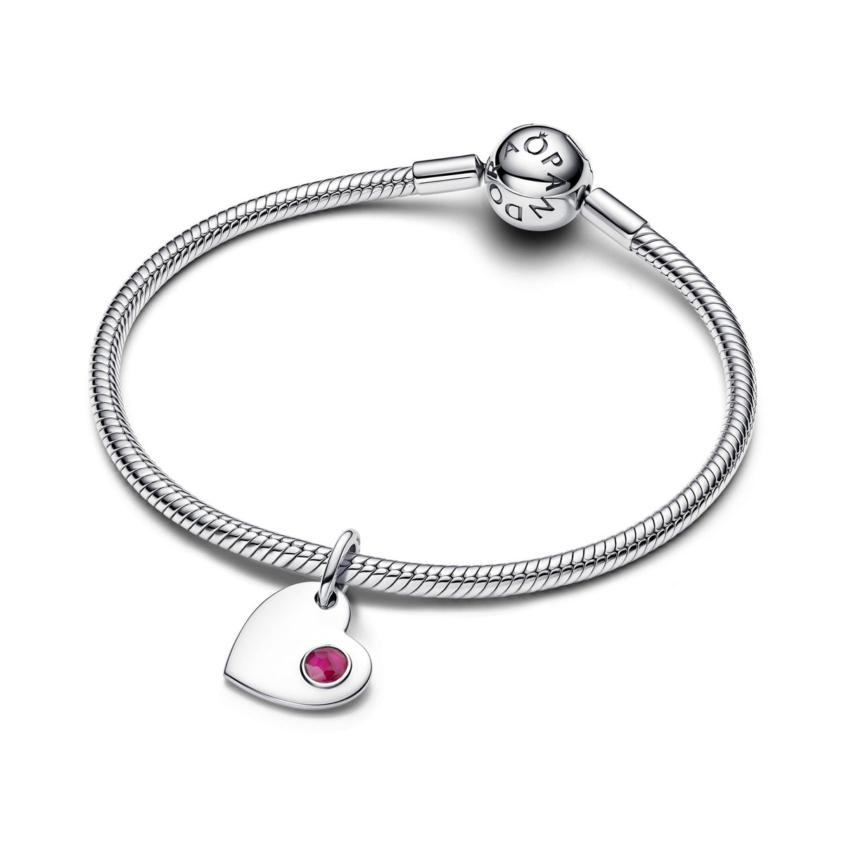 Pandora July Engravable Heart True Red Stone Dangle Charm