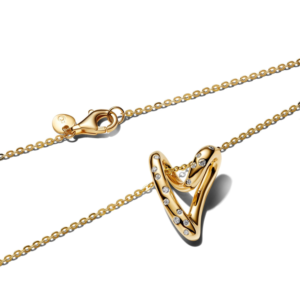 Pandora Organically Shaped Stone-Set Heart Pendant Necklace