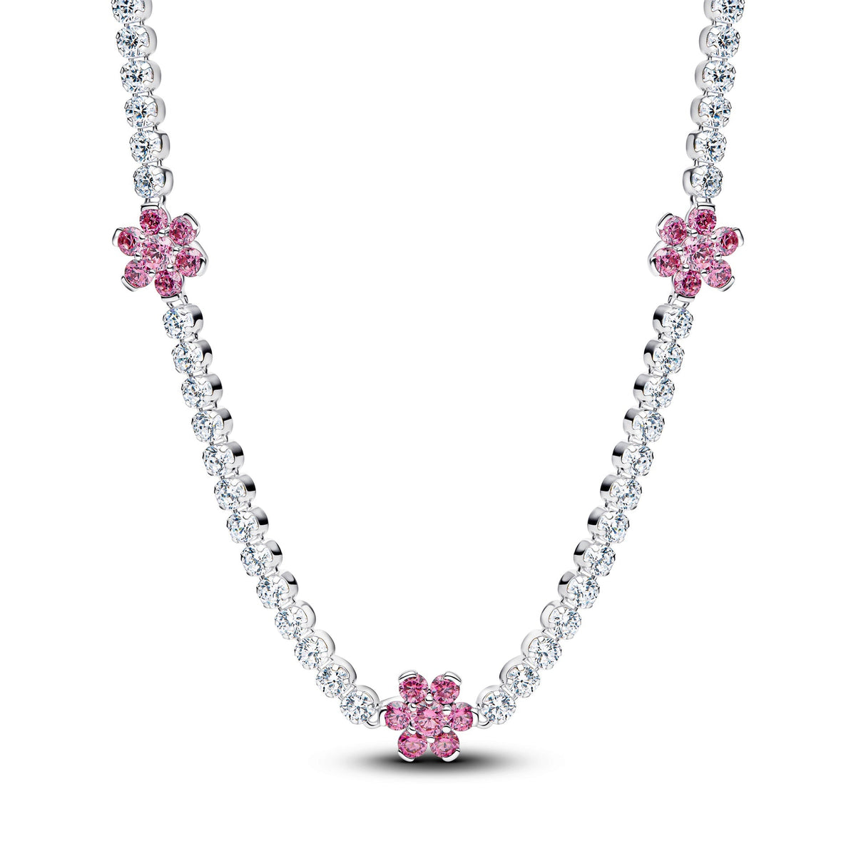 Pandora Pink Flower Tennis Necklace