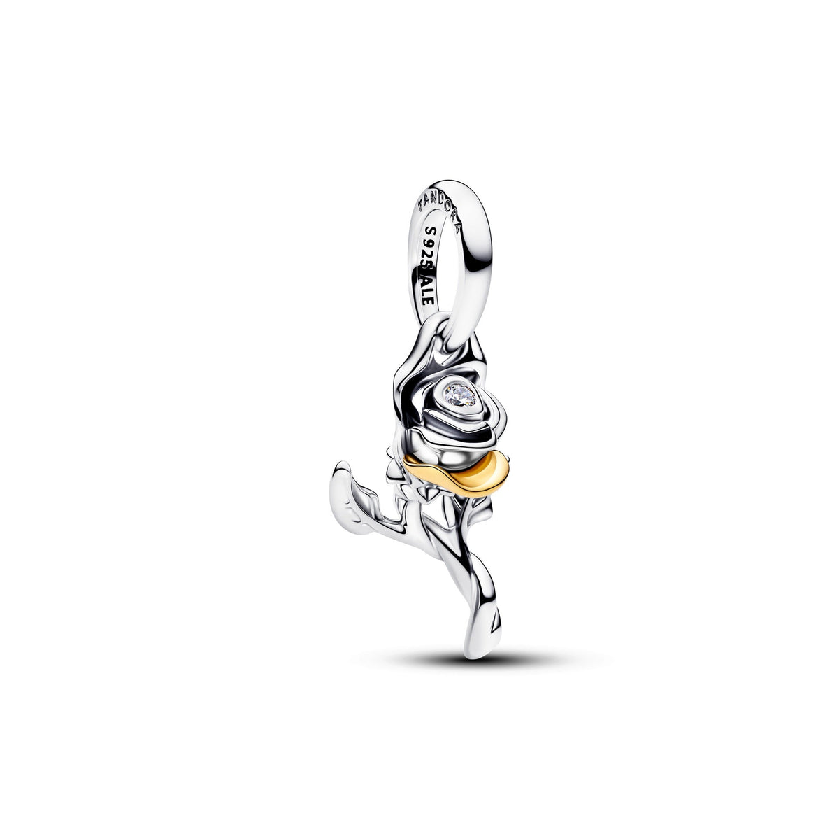 Pandora Disney Belle Enchanted Rose Lab-grown Diamond Dangle Charm