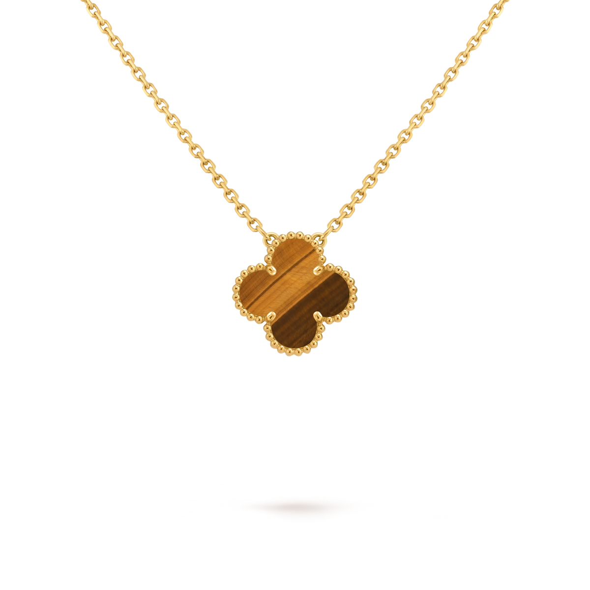 Van Cleef & Arpels Vintage Alhambra collection tiger's eye four-leaf clover necklace