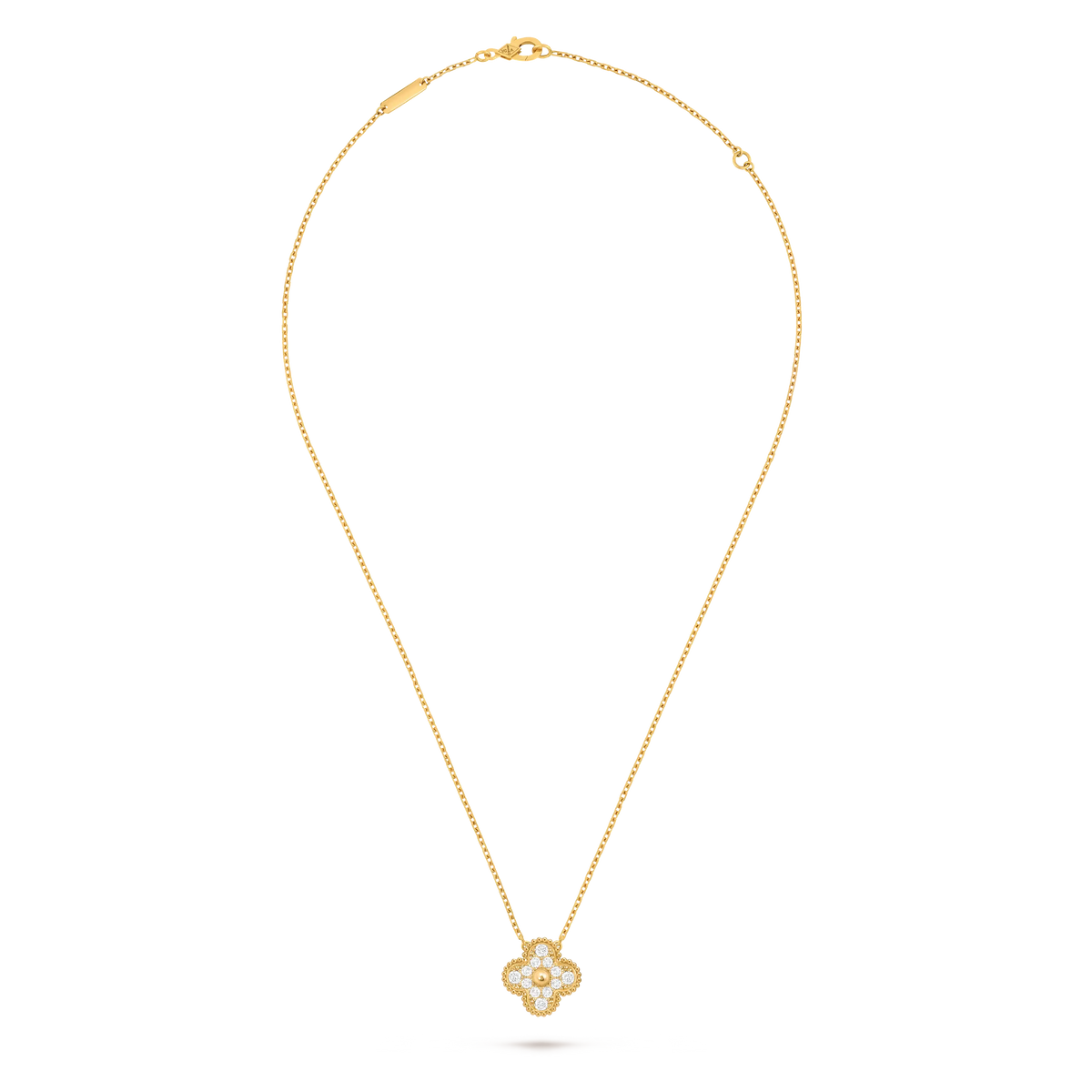 Van Cleef & Arpels Vintage Alhambra collection full diamond four-leaf clover necklace