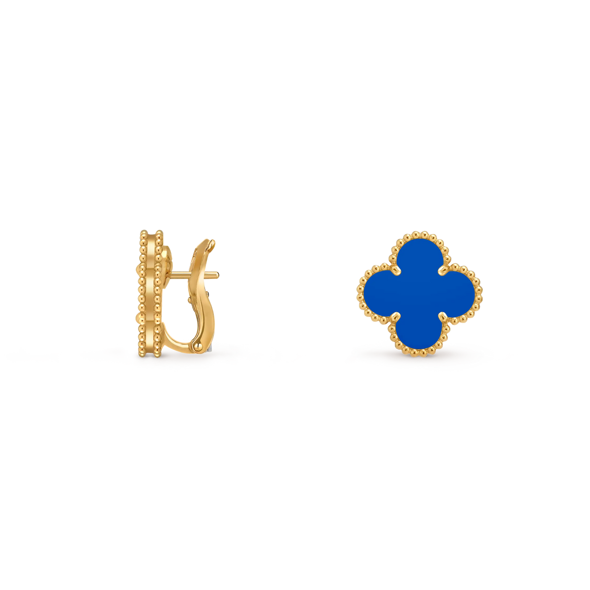 Van Cleef & Arpels Alhambra Collection Vintage Alhambra Blue Agate Four-Leaf Clover Earrings