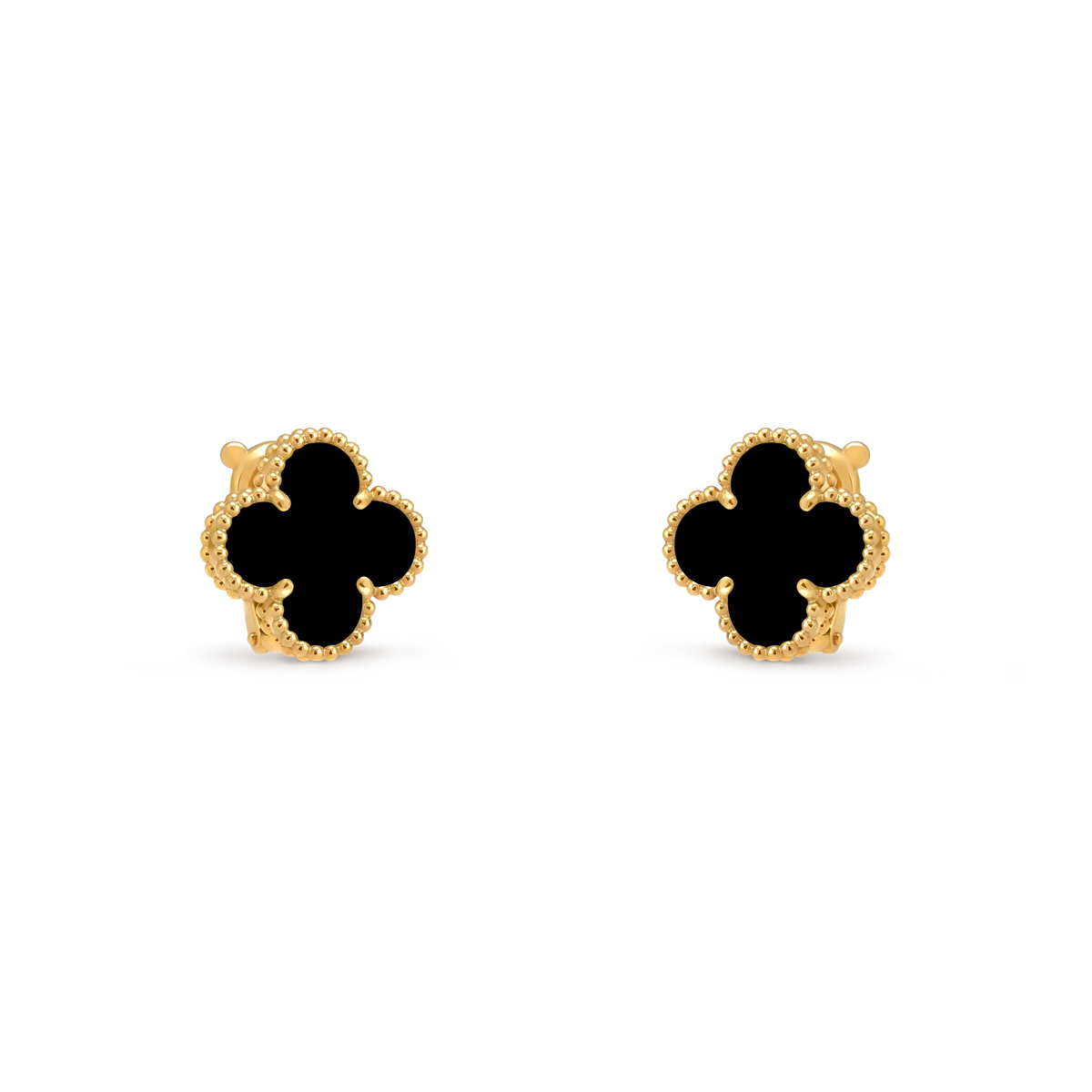 Van Cleef & Arpels Vintage Alhambra Collection Onyx Four-Leaf Clover Earrings