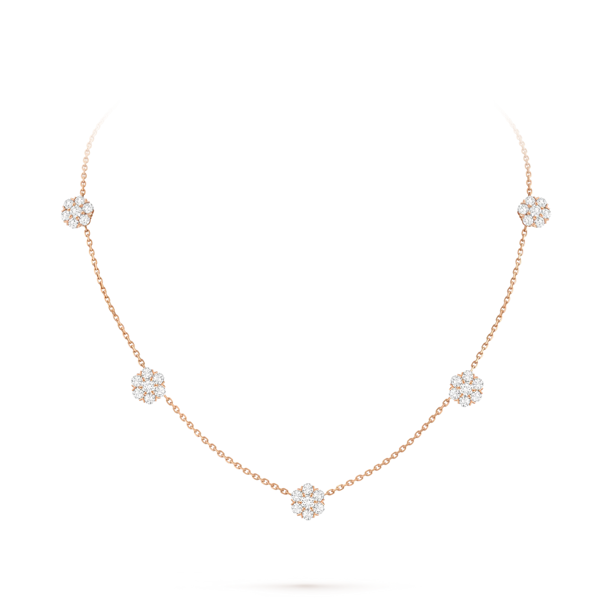 Van Cleef & Arpels Fleurette Collection Five-Diamond Floral Necklace