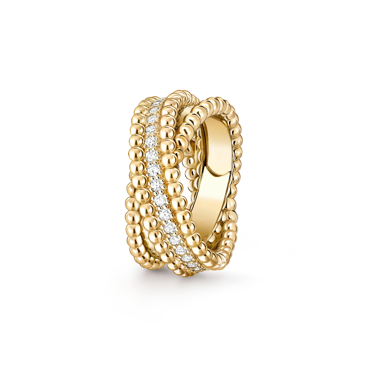 Van Cleef & Arpels Perlée Diamonds Duo collection double-ring diamond ring