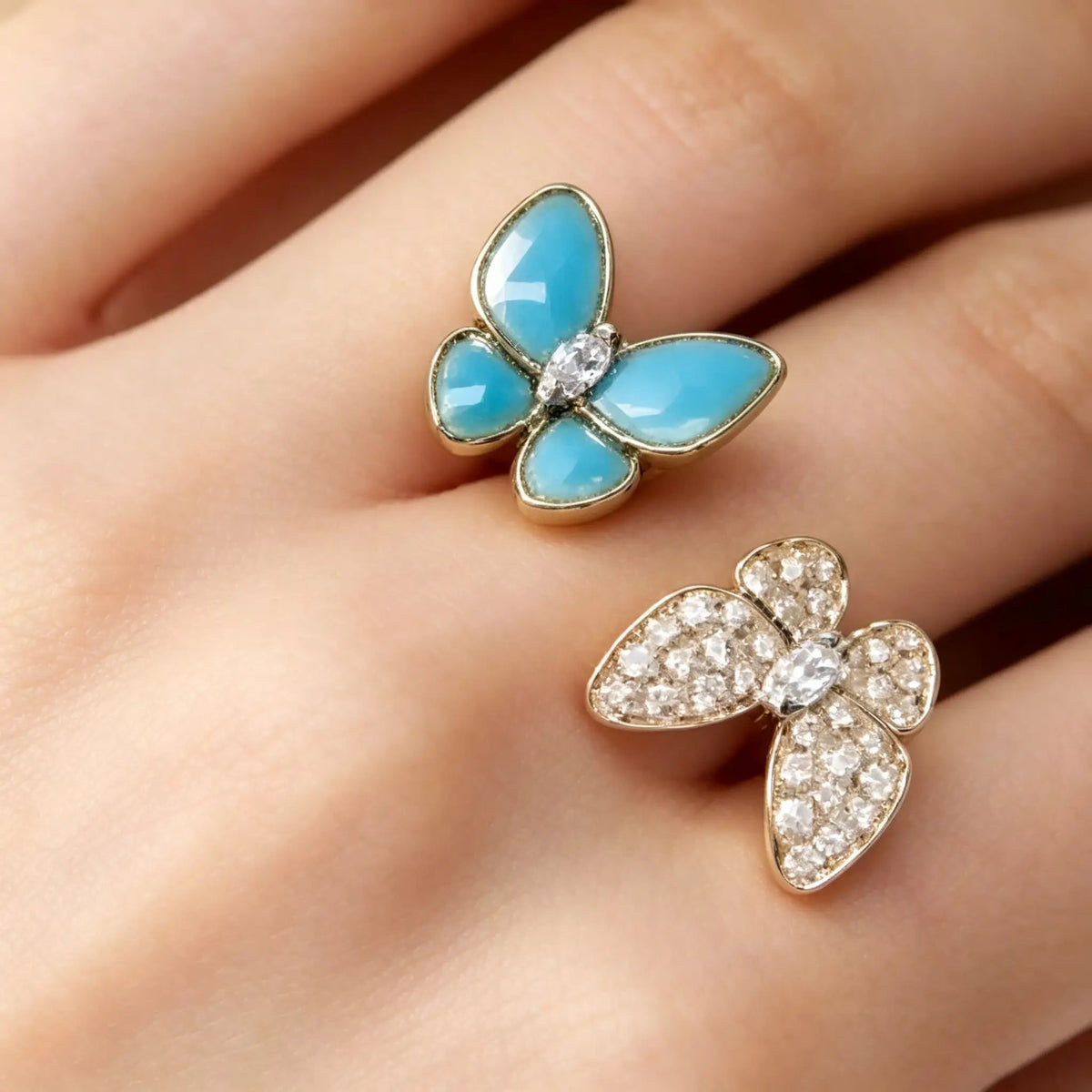 Van Cleef & Arpels Two Butterfly Collection Double Butterfly Ring