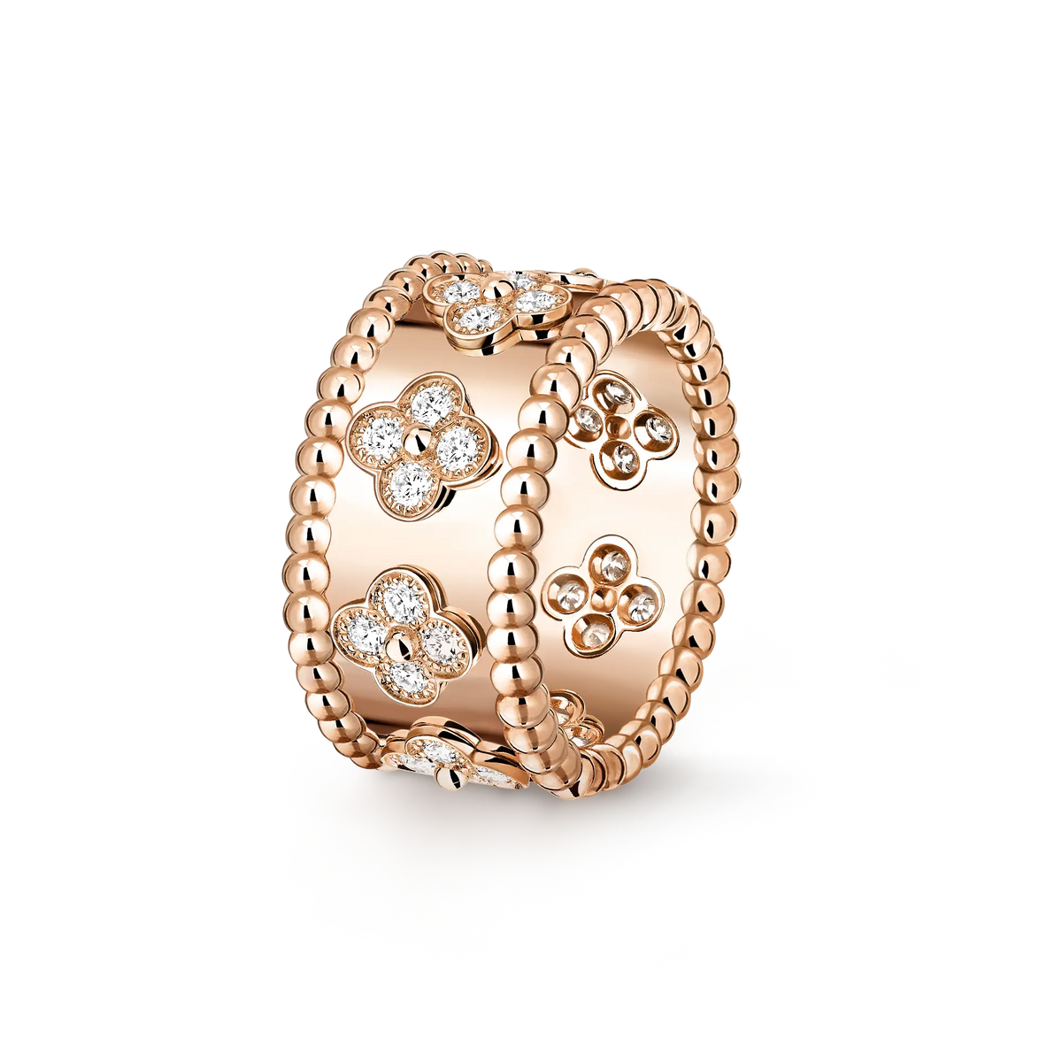 Van Cleef & Arpels Perlée Clovers collection wide four-leaf clover ring