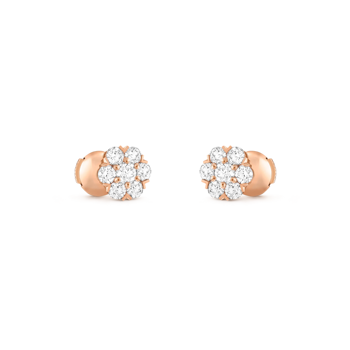 Van Cleef & Arpels Fleurette collection rose gold diamond stud earrings
