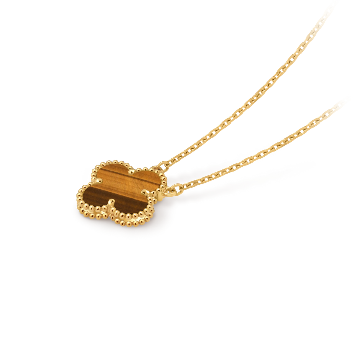 Van Cleef & Arpels Vintage Alhambra collection tiger's eye four-leaf clover necklace