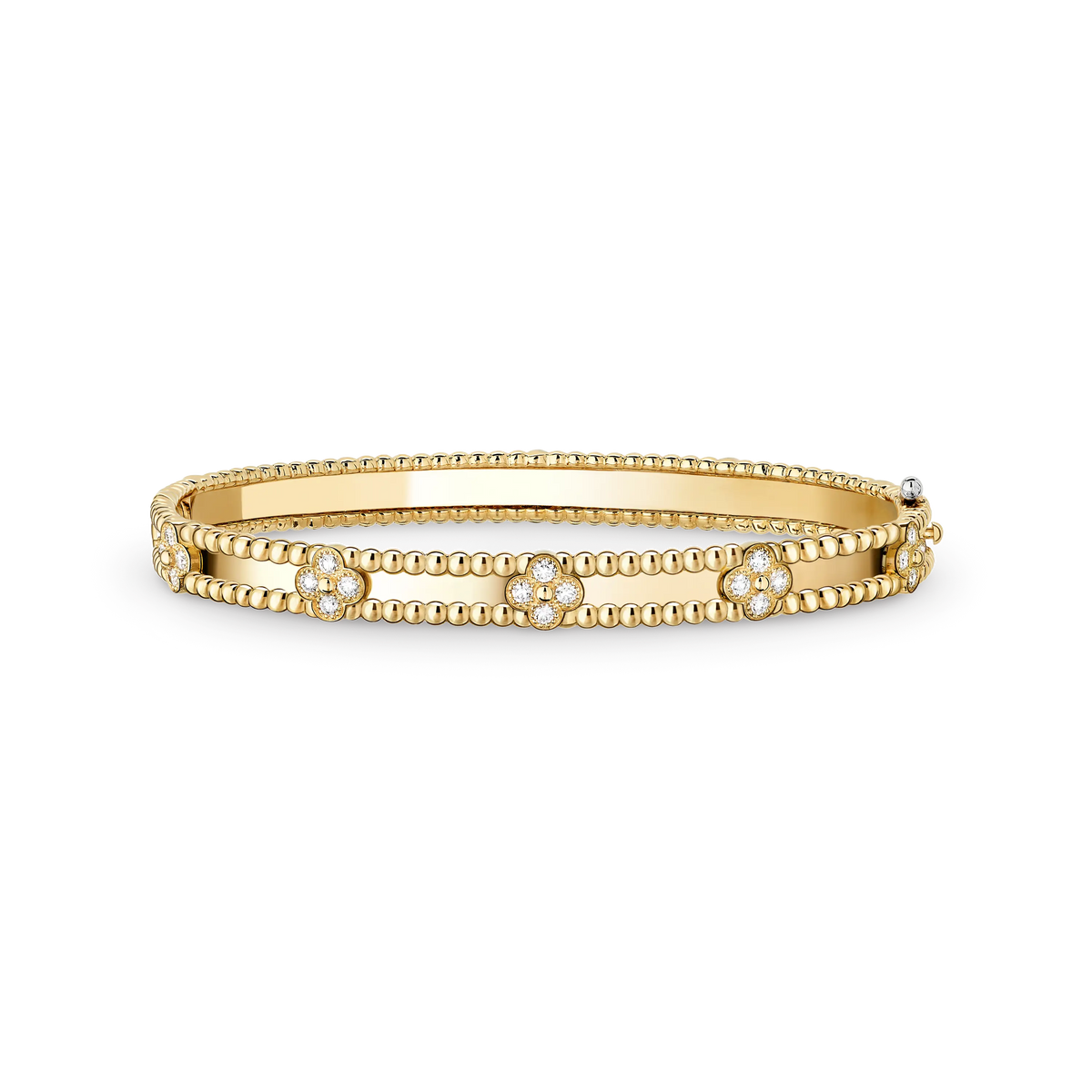 Van Cleef & Arpels Perlée Collection Four-Leaf Clover Bangle with Beaded Edge