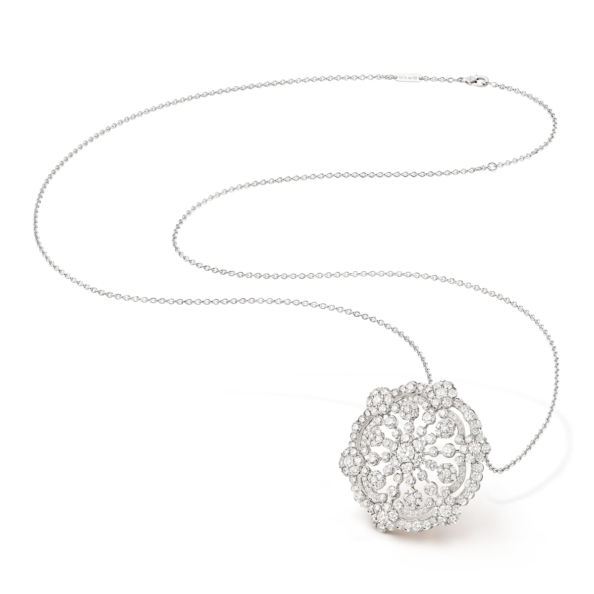 Van Cleef & Arpels Snowflake collection platinum diamond necklace