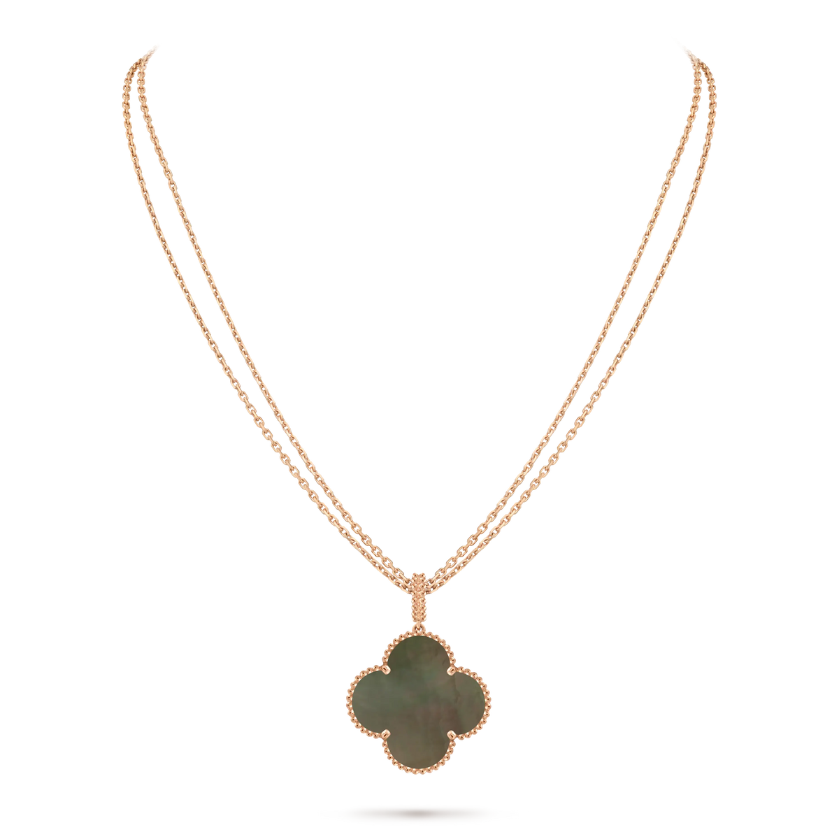 Van Cleef & Arpels Alhambra Four-Leaf Clover Collection Grey Mother-of-Pearl Necklace