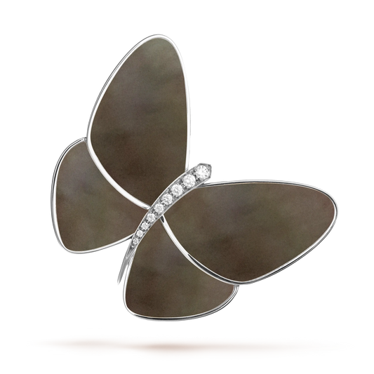 Van Cleef & Arpels FAUNA Butterfly Collection White Gold Grey Mother-of-Pearl and Diamond Brooch