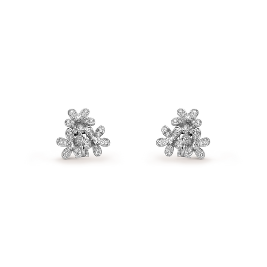 Van Cleef & Arpels Socrates Collection Three Flower Diamond Earrings