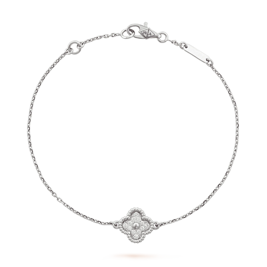 Van Cleef & Arpels Sweet Alhambra Collection Single Flower Full Diamond Bracelet