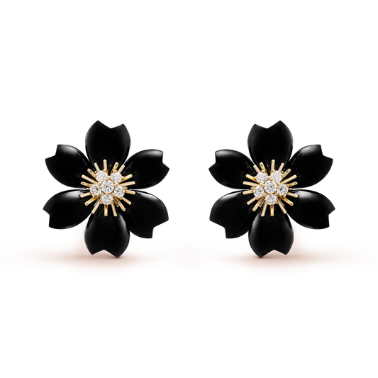 Van Cleef & Arpels Rose de Noël gold earrings