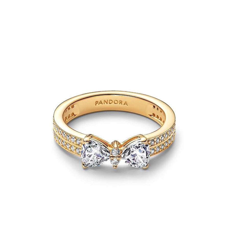 Sparkling Bow Double-row Ring