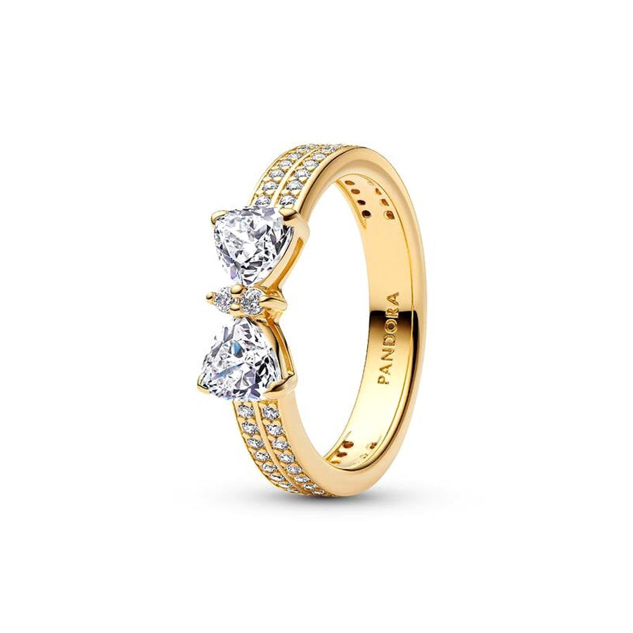Sparkling Bow Double-row Ring