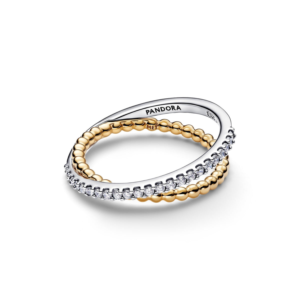Pandora Crossover Beads & Pavé Double Band Ring