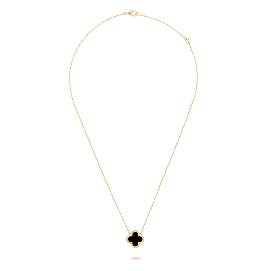 Van Cleef & Arpels Pure Alhambra Collection Black Onyx Four-Leaf Clover Necklace