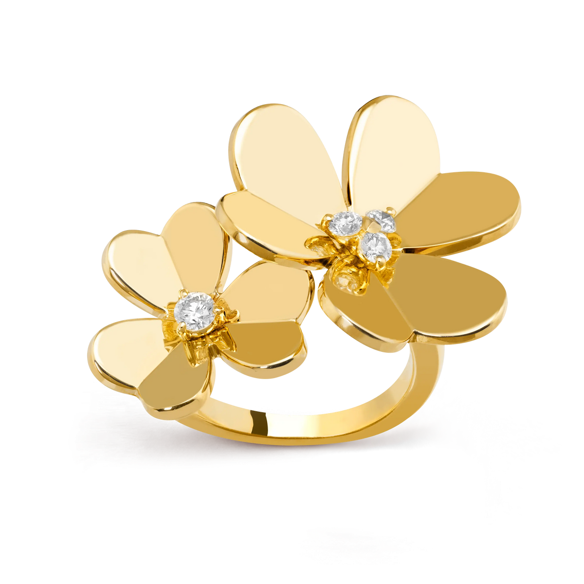 Van Cleef & Arpels Frivole Collection Double Flower Diamond Open Ring