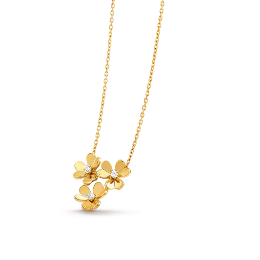 Van Cleef & Arpels Frivole Collection Mini Three-Flower Diamond Necklace