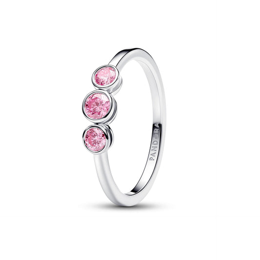 Pandora Era Bezel Sterling Silver Pink Lab-Grown Diamond Triple Stone Ring