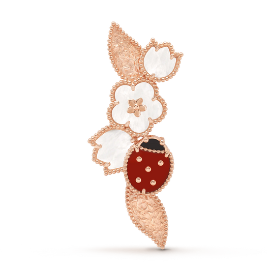 Van Cleef & Arpels Lucky Spring collection ladybug floral rose gold brooch