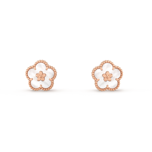 Van Cleef & Arpels Lucky Spring collection plum blossom earrings