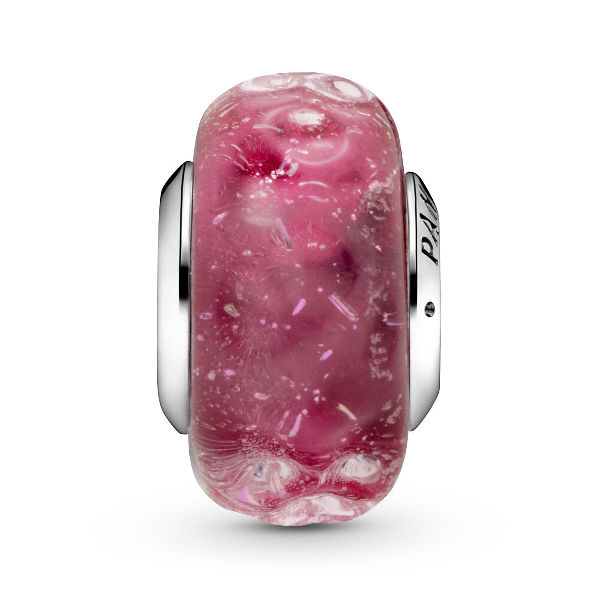 Wavy Fancy Pink Murano Glass Charm